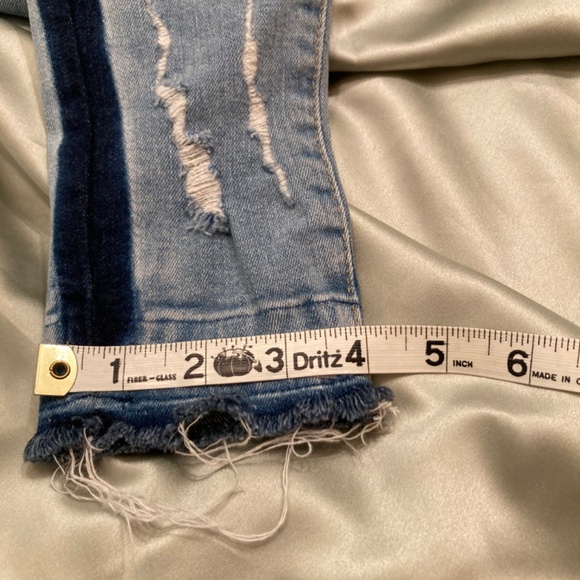 Zeo Basic Premium Tuxedo Stripe Skinny Distressed Hi Wst Jeans 26 Fit Lk 25 EUC - Picture 13 of 16